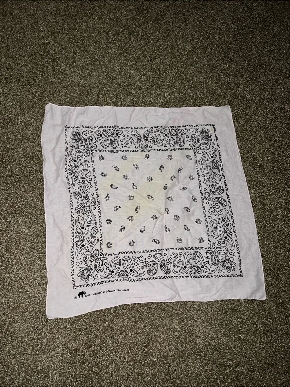 Elephant Vintage OG White Black Pink Tint Paisley Bandana Scarf